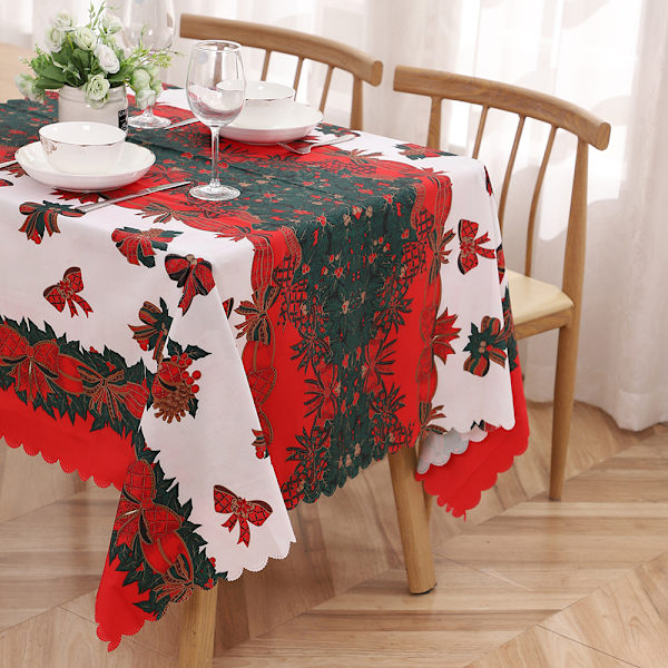 1PC Juleduk Julefestdekorasjoner Rød Polyester Rektangel