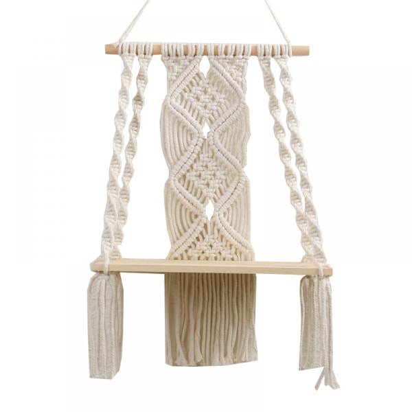 Vägghylla - Bohemisk Väggdekor för Sovrum - Vävd Rep Macrame Vägg
