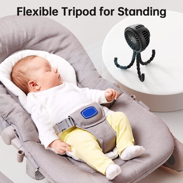 Mini Stroller Fläkt Clip-on för baby, liten bärbar Fläkt Rechargeab