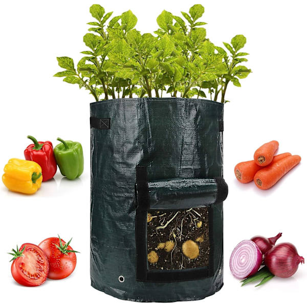 2-pack 10 gallons (ca 35,7 l) odlingsväskor för potatis med flik
