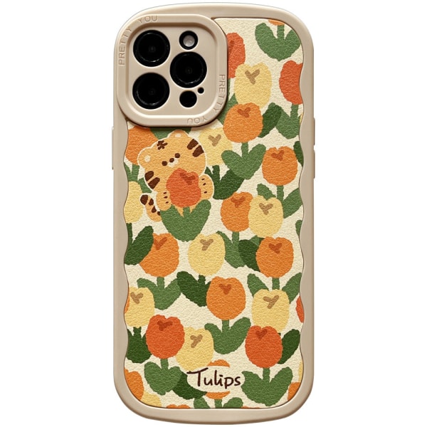 for iPhone 13pro maxCase Cute Tulip Flowers Telefondekselvesker Bil