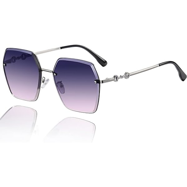 Rimless solbriller til kvinder, oversize polariserede solbriller, mode
