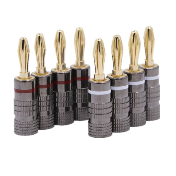 Bananplugg guldpläterad 4 mm 8-pack