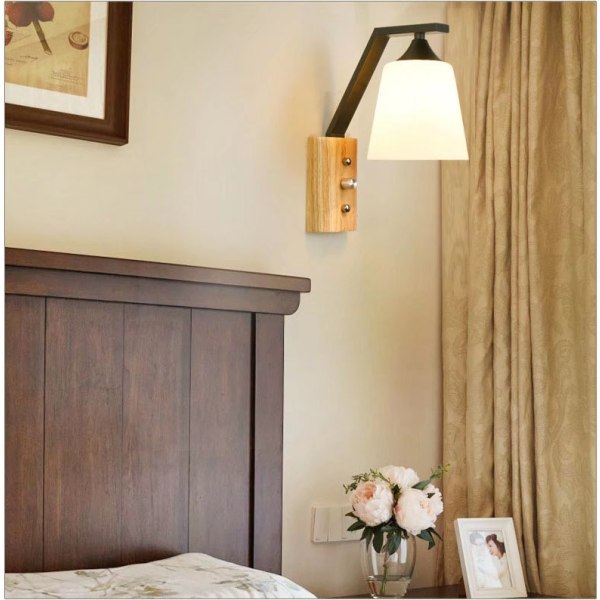 Nordic solid væglampe kreativ enkel sengelampe moderne gæst