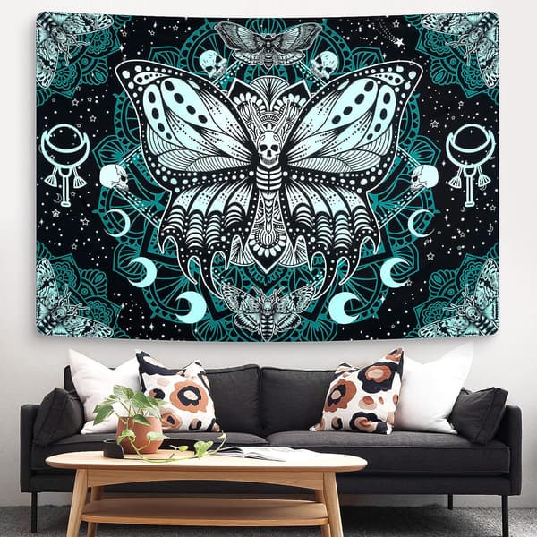 Dödmoth-gobeläng Dödskalle-gobeläng Fjärilsgobeläng Gotisk Skel