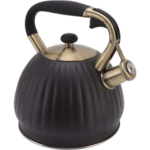 Sort 3,5L rustfrit stål tekande med fløjteformet tekoppe