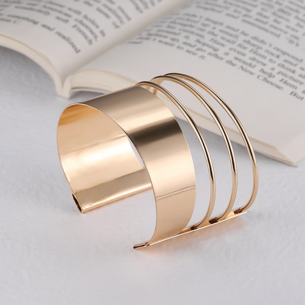 Ny Boho bred linje manschett öppen armband punk cool glänsande ring armband