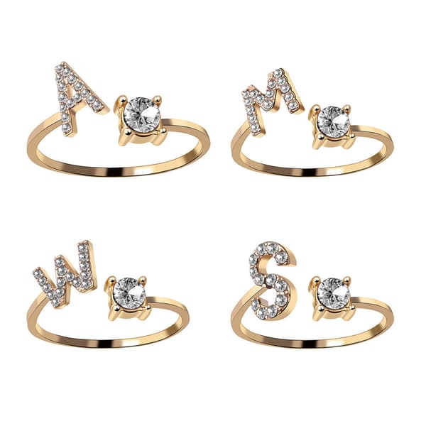 Sæt Initial Letter Alphabet Knuckle Rings rand Guld Crystal Adjus