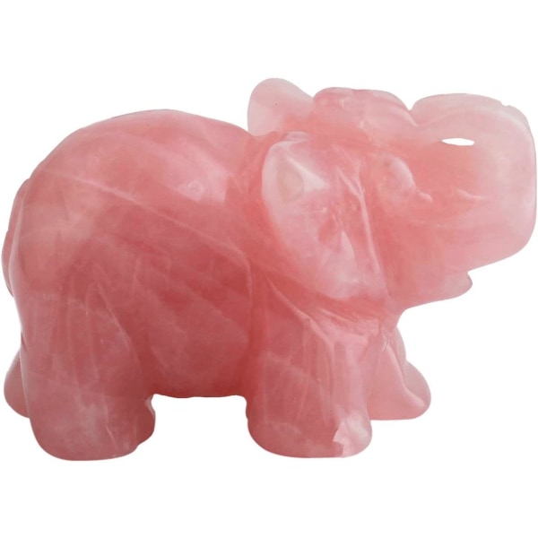 Rose Quartz Elephant Pocket Statue Køkken Guardian Healing Figur