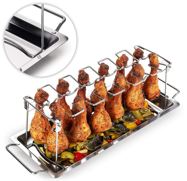 Kyllingerack - Kyllingebenrack - Grillkyllingerack - Robust rustfrit stål