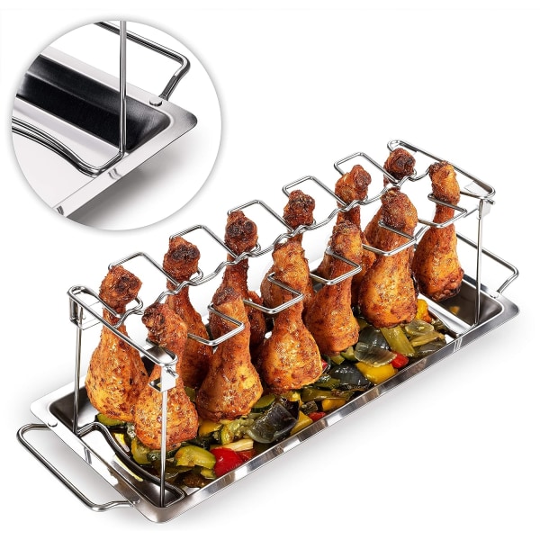Kyllingstativ - Kyllinglårstativ - Grillstativ for kylling - Robust rustfritt stål