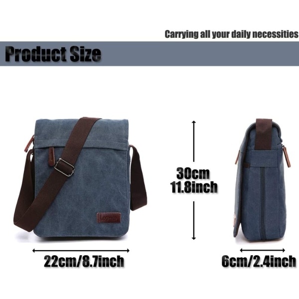 Herre skuldertasker, Canvas Crossbody tasker, 13,3 tommer bærbare tasker,