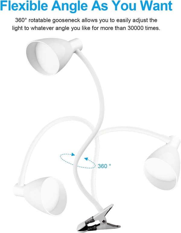 Klipslampe til børneseng, LED-bordlampe med dæmpbar klips,