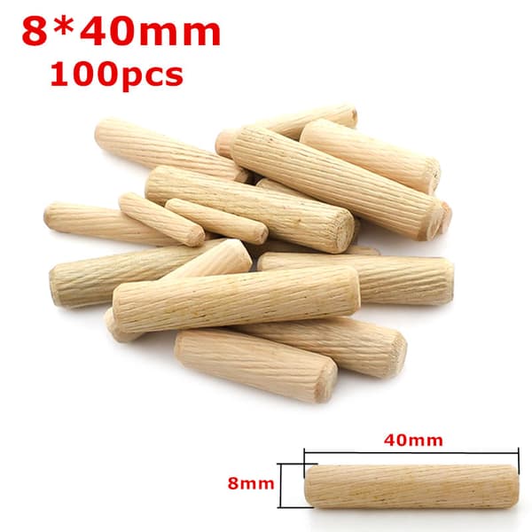 100 stk treplugg 8 mm x 40 mm - massiv bøk treplugg ide