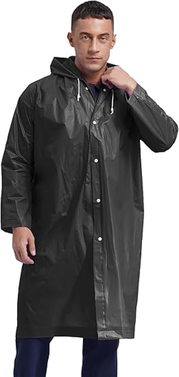 Regnponcho för Män Vuxna, Vikbar Regnponcho - Svart - Elastisk Dr
