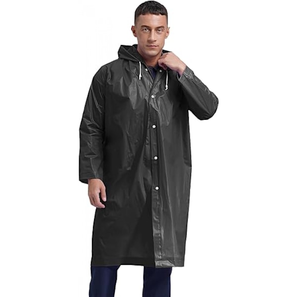 Regnponcho til Mænd Voksne, Foldbar Regnponcho - Sort - Elastisk Dr