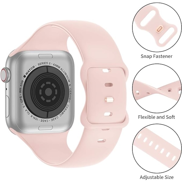 Kompatibel med iWatch-armband 38 mm 40 mm 41 mm, mjukt silikon sport