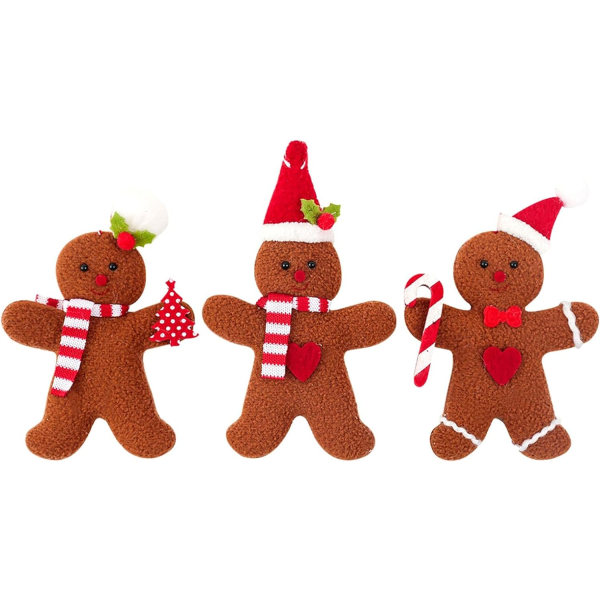 3 Assorted Living Gingerbread Man-anheng, pepperkakedukkepenn