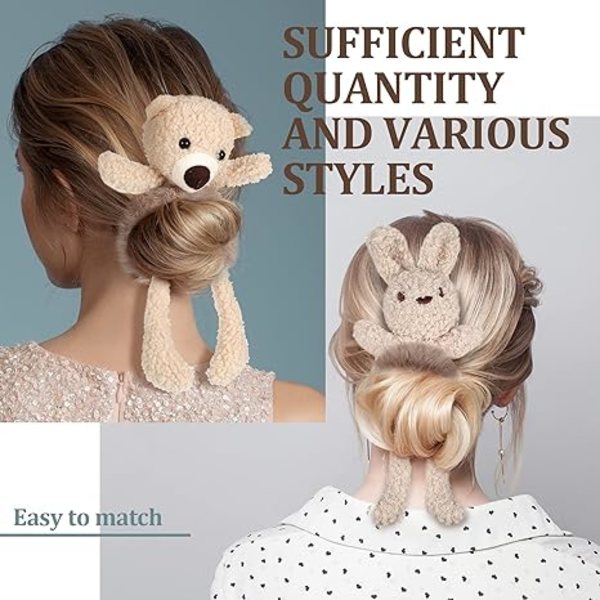 4 stk. søde bjørne hårbånd plys hår scrunchies sæt, plys bjørn ha