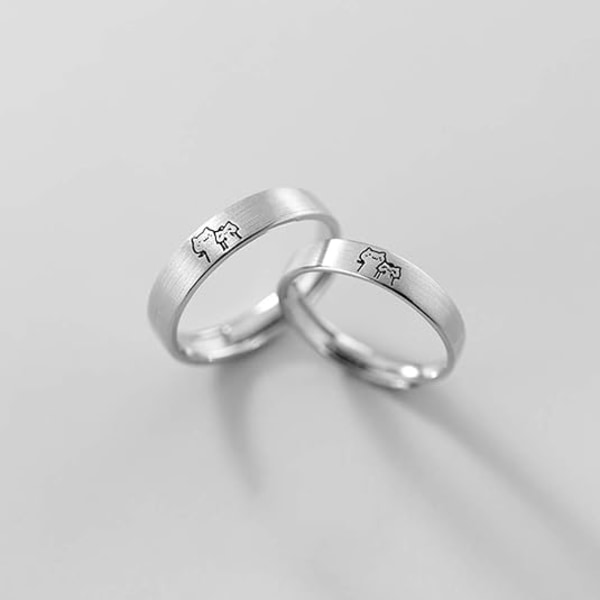 Lovely Cat His & Hers Par Ringar S925 Sterling Silver Justerbar