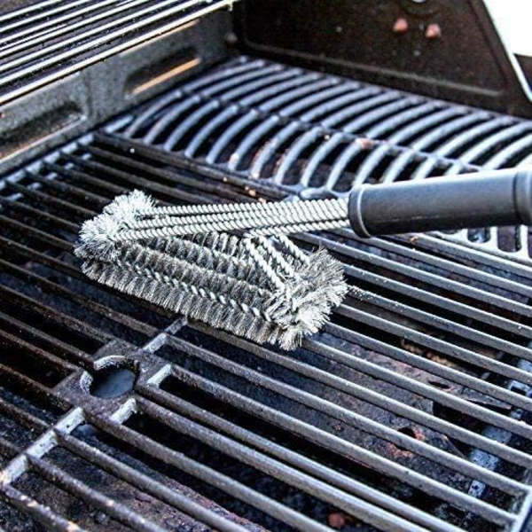 Grillbørste i rustfritt stål 3 i 1