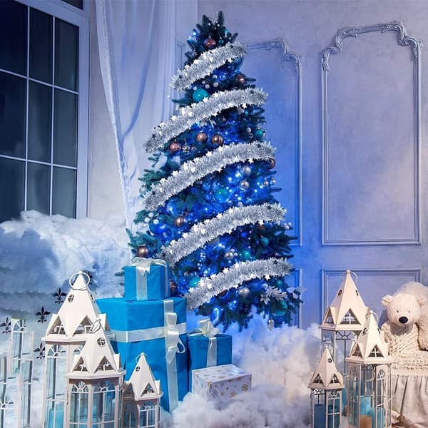 4 st silver julgirlander av glitter, julglitter, jul