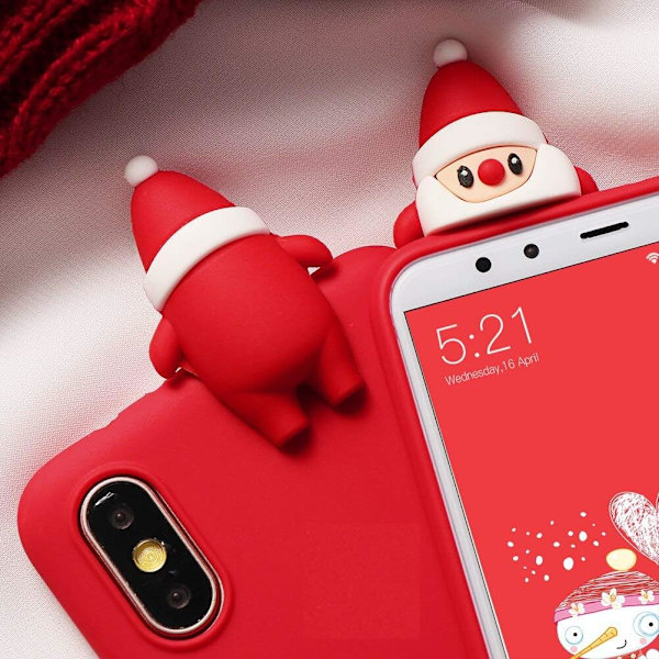 1 stk. julecover til Apple iPhone 14 Pro Max 6,7\" rød flydende silikone