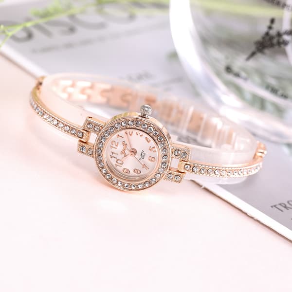 Eksplosiv mote dame armbåndsur full diamant tynn stropp