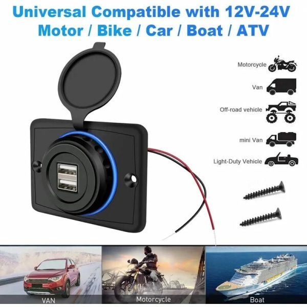 12 V USB liitäntä 12 V USB portti Kaksois USB liitäntä Matkailuauto 12 V, 3,1 A