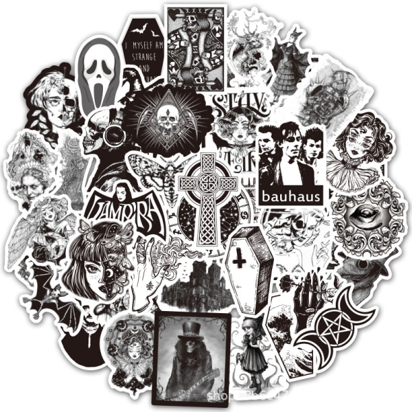 50 st Gothic Sticker Pack, Goth Stickers för tonåringar Vuxna, Waterp