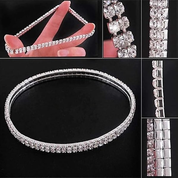 2PCS Twinkle Diamond Anklet Elastic Bling Shining Foot Jewelry Br