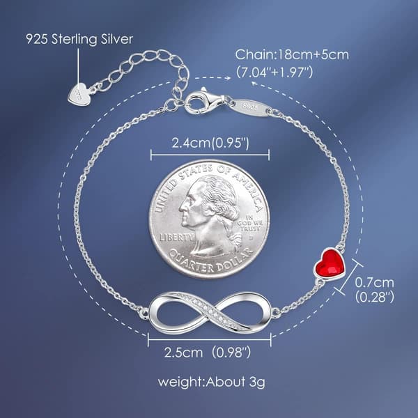 Infinity Heart Symbol Charm Armbånd Kvinner Rustfritt Stål 925 St