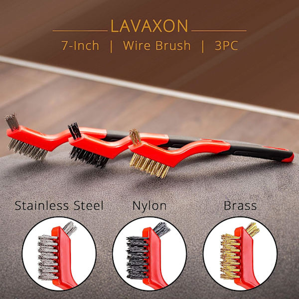 Wire Brush Sæt 3stk - Nylon/Messing/Rustfrit Stål Børster med C
