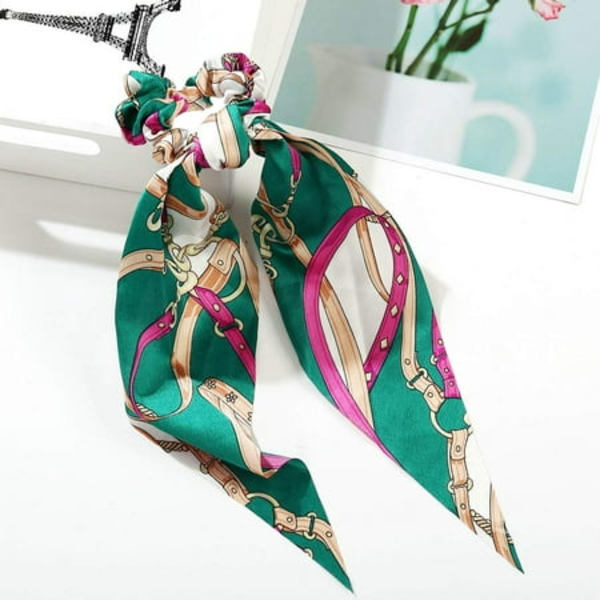 Hårbånd Scrunchies Satin Silke Hårbånd Sløjfe Hår Scrunchie Blomster Hårbånd Elastiske Hår Tilbehør til Kvinder og Piger (3STK)