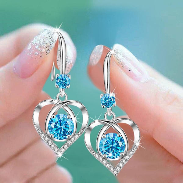 Fashion Ladies Rostfritt Stål Hjärta Kärlek Kors Lång Kristall Diamant
