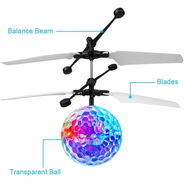 Flyvende boldlegetøj, fjernbetjeningsfly med LED-lys RC Helic