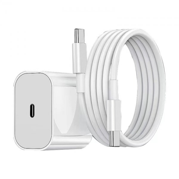iPhone Snabbladdare USB-C Strömadapter 20W + 2m Kabel Vit (1 c