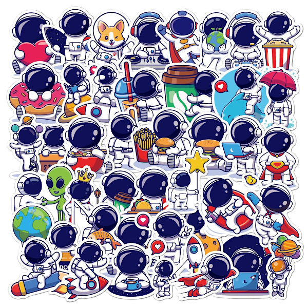 Cartoon Space Planet Space Ship Rocket UFO Stickers Pack 50 Vatten