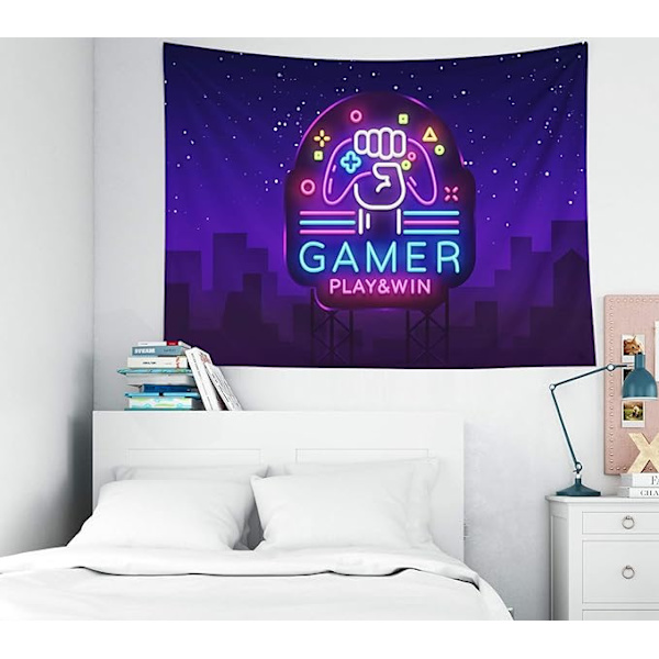 Gamer Play Win Logo Neon Skilt Skabelon Spil Nat i Stil Moderne