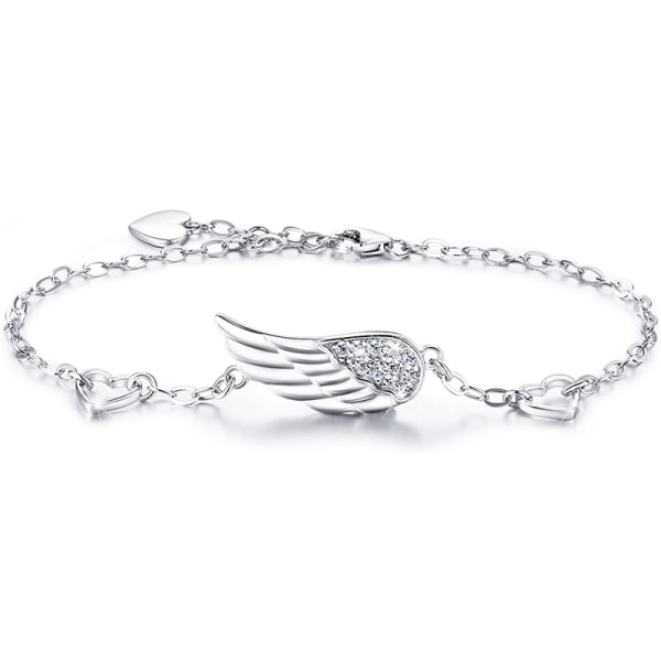 Kvinder Silver Angel Wings Armbånd 925 Sterling Silver Justerbar