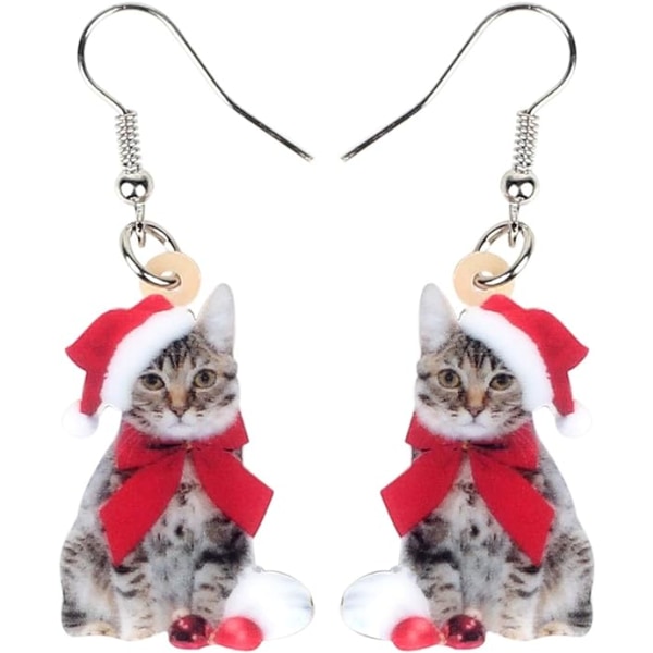Söta jul katt örhängen dinglar för kvinnor flickor Charm Decorati