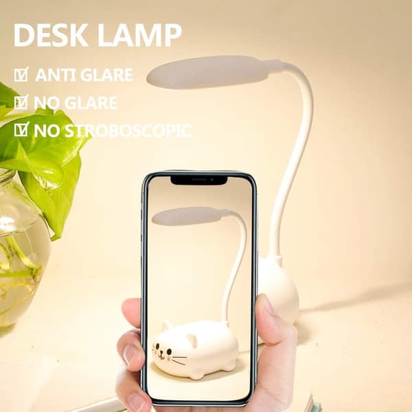 Børnelampe, LED-skrivebordslampe til børn, trådløs opladning til studerende