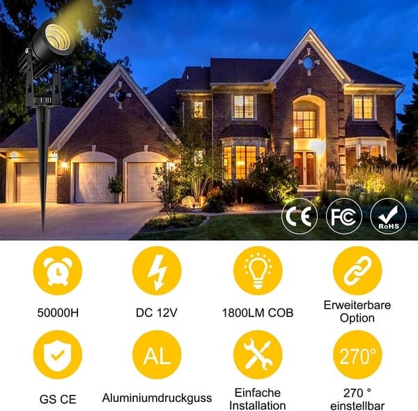 Hagebelysning Utendørs LED-spotlight LED-hagelampe Varmhvit