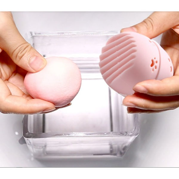 1PC (Blå) Marshmallow Makeup Sponge for Foundation, Silicone Tra