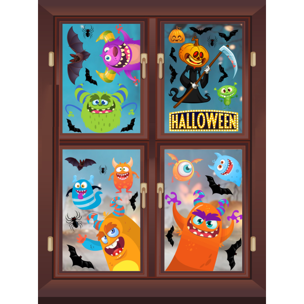 Cute Naughty Halloween Monster Wall Sticker Big Eye Cartoon Monst