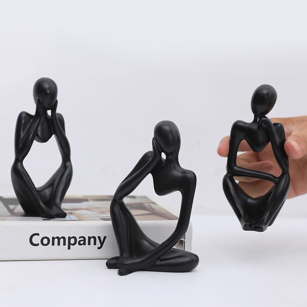 3 stk dekorative aksenter abstrakt moderne tenker statue harpiks samleobjekt