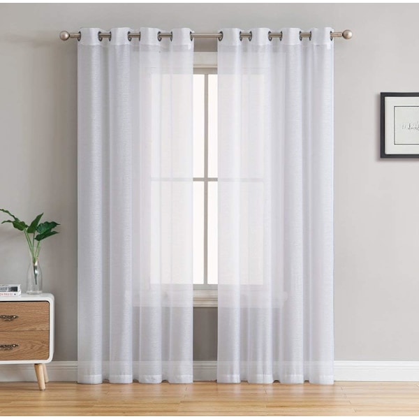 Skira tyllgardiner med öljetter, 2 paneler (134cm x 240cm, Vit)