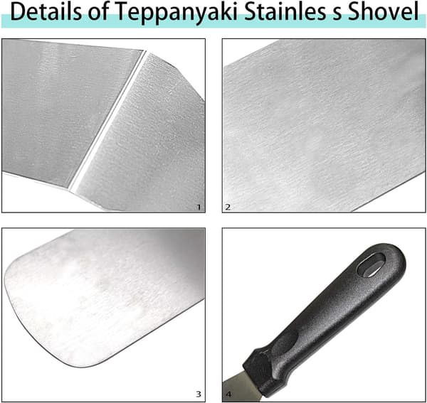 Rustfritt stål metall stekespade, stekepizzaskuffe Teppany