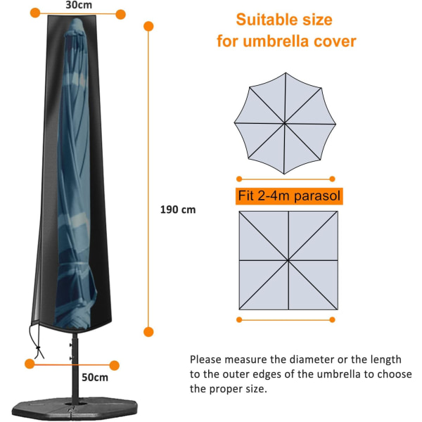 Parasolbeskyttende deksel - hageparasolbeskyttende deksel 600D wat