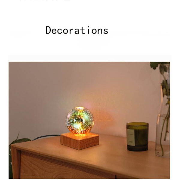 3D fyrverkeri dekorasjonslys, romantisk LED nattlys, fargerik